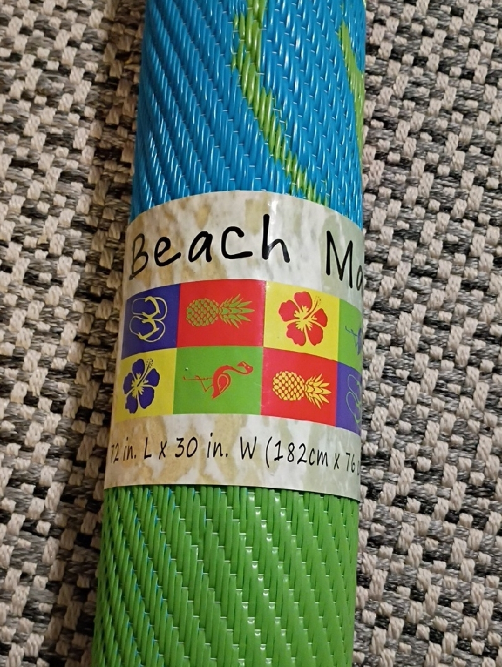 Beach Mat Roll - Blue and Green